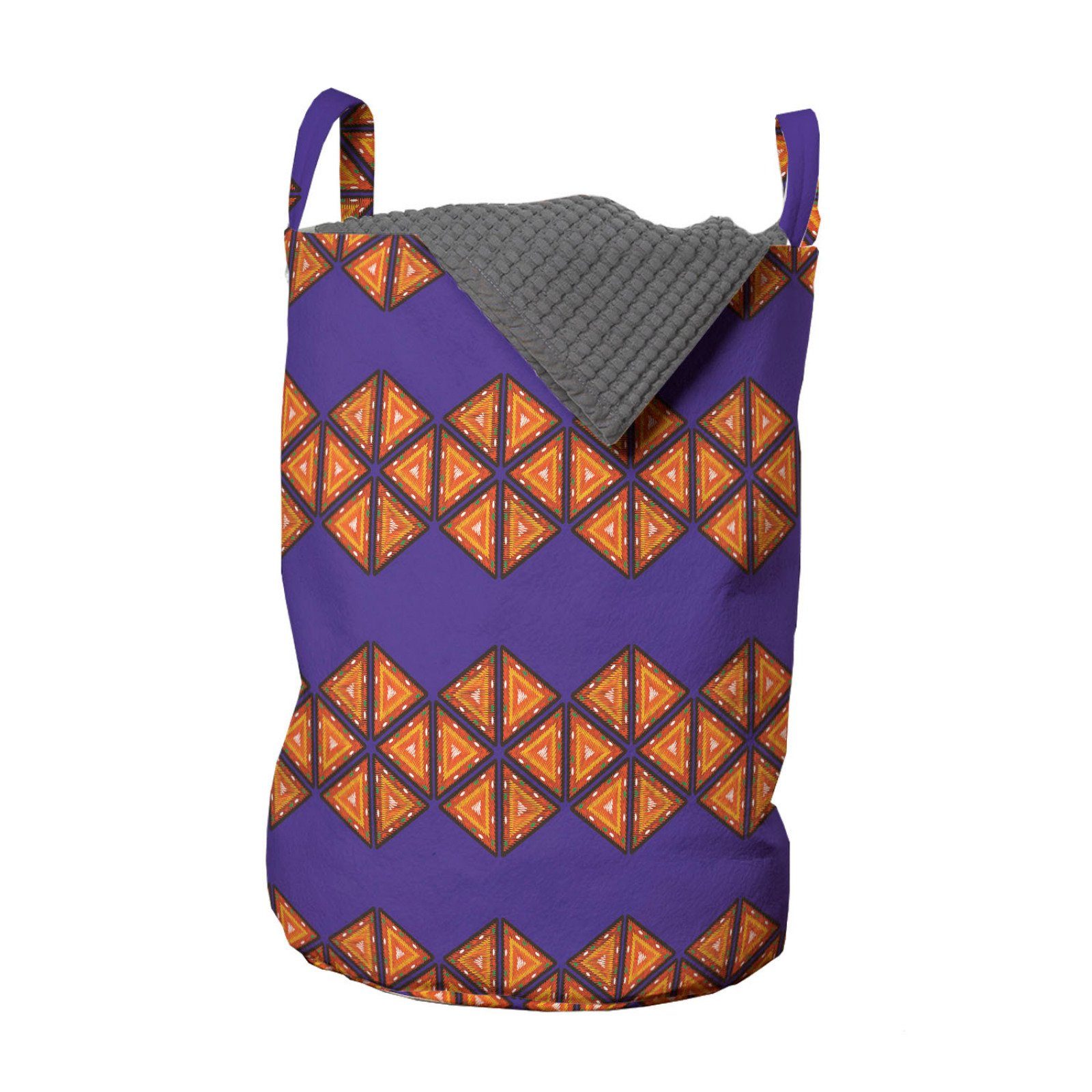 Abakuhaus Wäschesäckchen Wäschekorb mit Griffen Kordelzugverschluss für Waschsalons, Stammes Stil Triangular