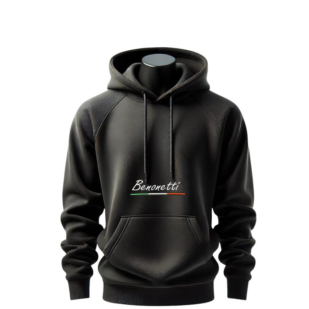 Benonetti Hoodie Premium Unisex Hoodie –Baumwolle Streetwear kapuzenpullover in Schwarz Mit Komfortbund und Logo, ohne kratzenden Zettel