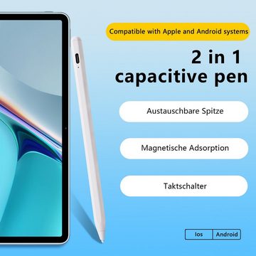 OKWISH Eingabestift Stift Stylus Pen Touchstift Pencil Touchscreen Apple iPad universal (Doppelsystem Apple und Android, Hochpräzise Handflächenerkennung Neigungsempfindlich) Magnetisches Pen Kompatibel iPad iPad Pro iPad Mini iPad Air Android
