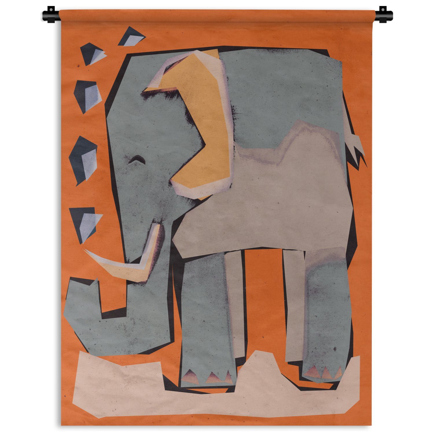 MuchoWow Wanddekoobjekt Orange an Schlafzimmer - Tiere, der Deko Tapisserie, für Elefant Pastell Wohnzimmer, Wand, - Kinder - 