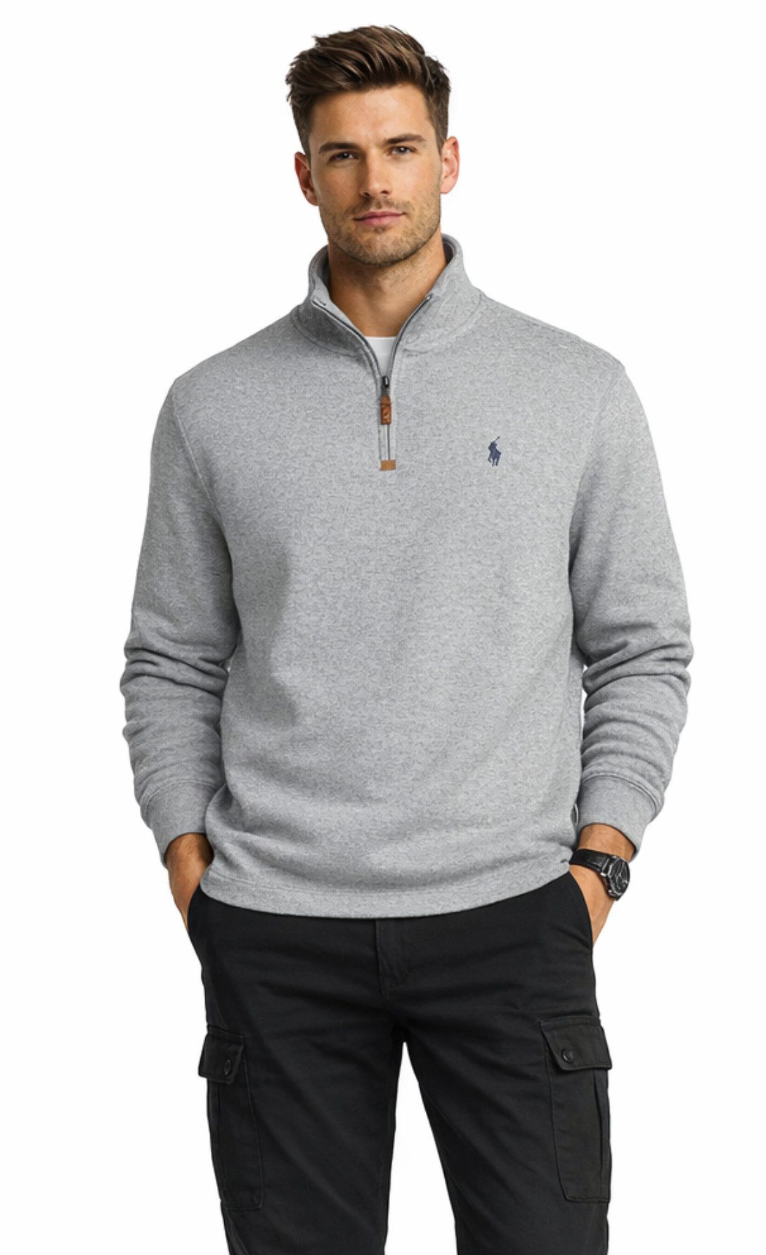 Polo Ralph Lauren Sweatshirt Pullover Troyer Half Zip Jumper Rib Sweater