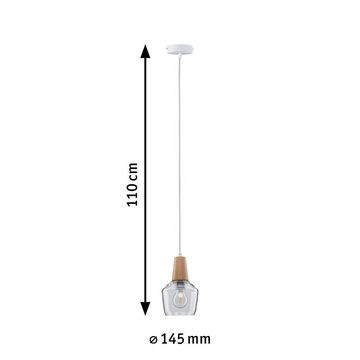 Paulmann Pendelleuchte Neordic Ylvie max. 1x20W Klar/Holz 230V Glas/Holz, ohne Leuchtmittel, E27