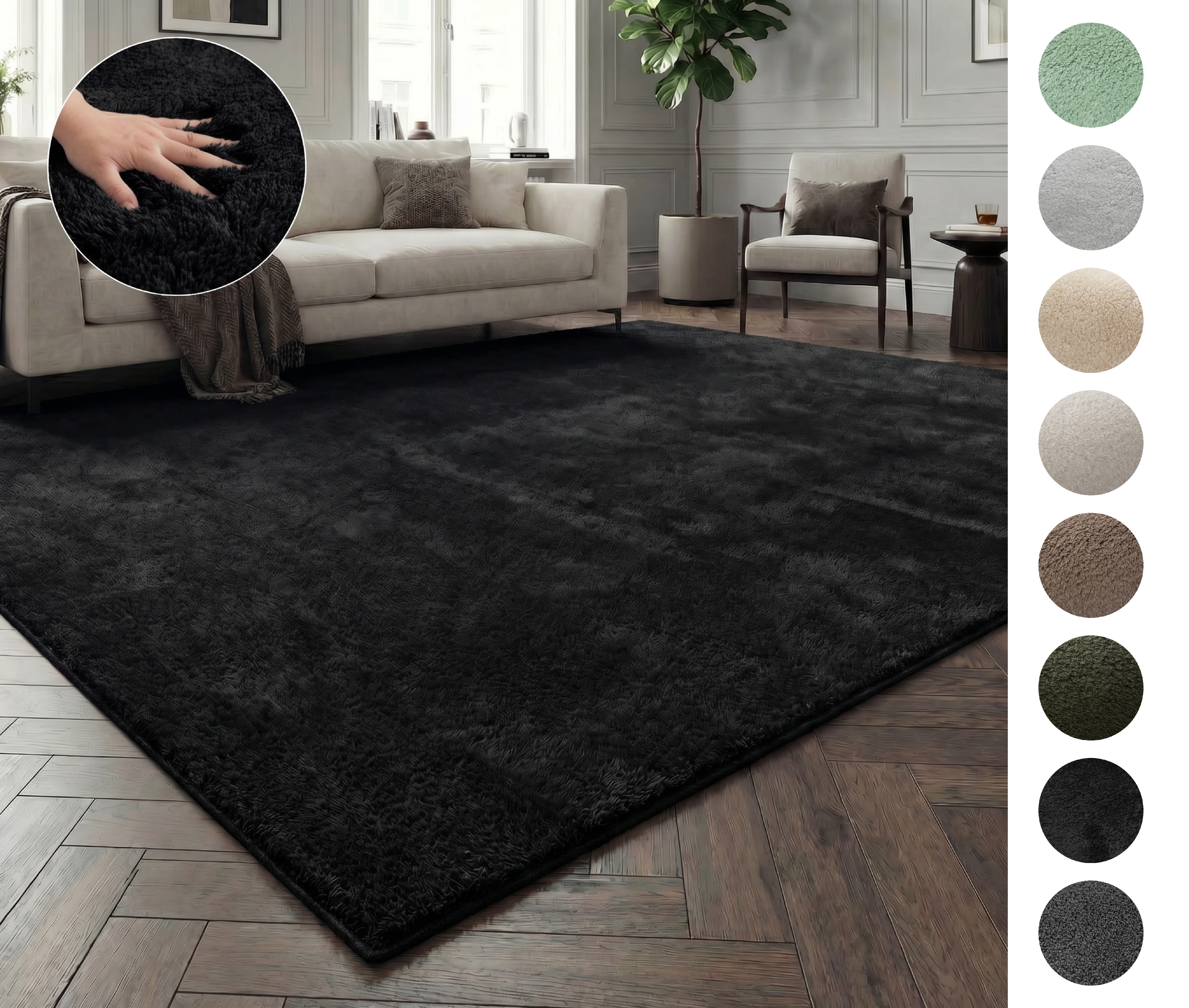 OTTO home Teppich Cali, in Standard- und Premium-Qualität, 13 mm oder 16 mm Höhe, rechteckig, Uni-Farben, kuschelig, & weich, waschbar, Wohnzimmer, Schlafzimmer
