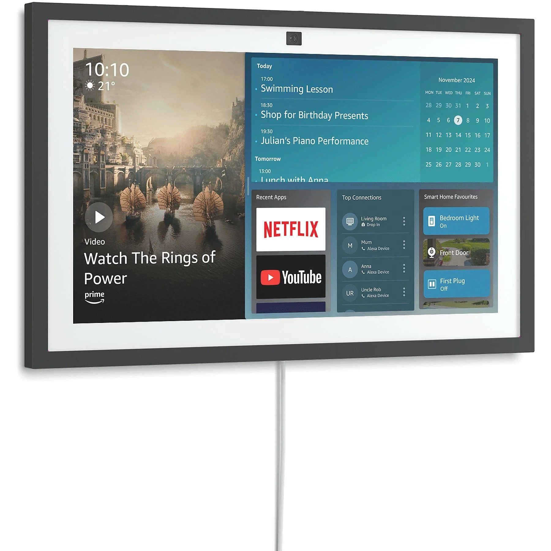 Amazon Echo Show 15 + Fernbedienung, Alexa Fire TV intergriert Wandmontage Sprachgesteuerter Lautsprecher (WLAN (WiFi), Bluetooth, Wi-Fi 6, Smart Display, Bluetooth, WLAN, Full HD 1920 x 1080)