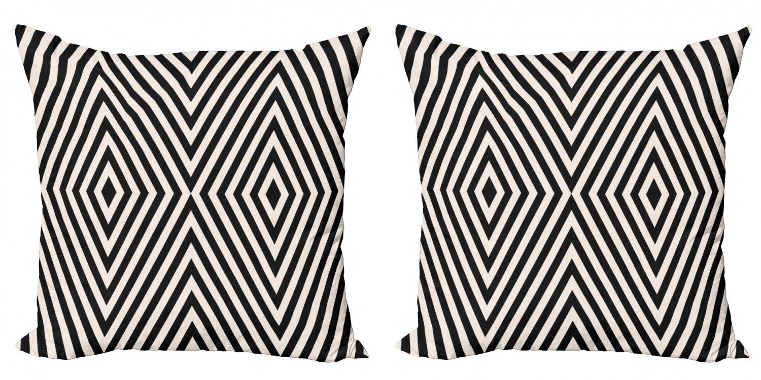 Kissenbezüge Modern Accent Doppelseitiger Digitaldruck, Abakuhaus (2 Stück), Streifen Optische Täuschung Rhombuses