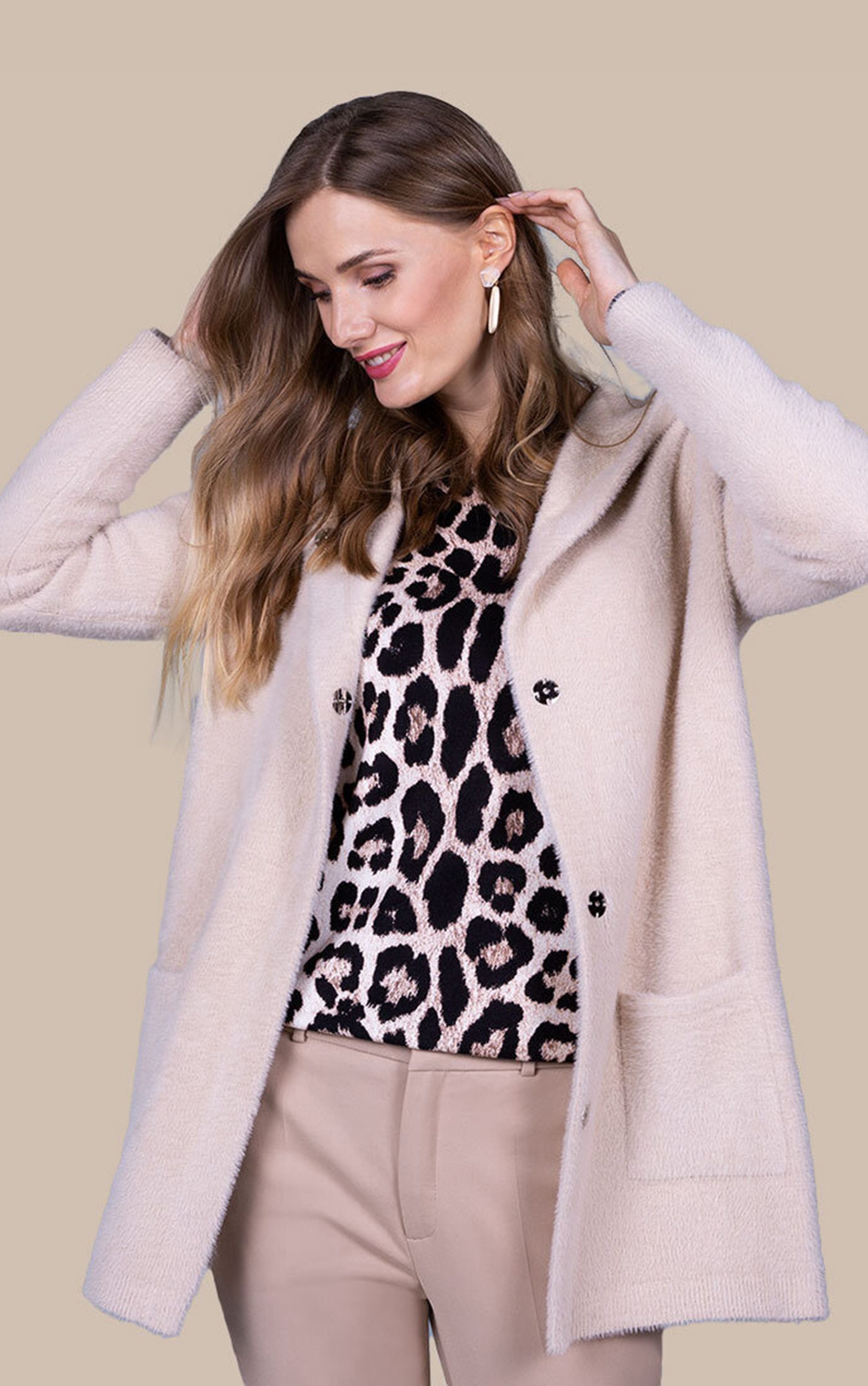 Passioni Longstrickjacke Kuschelige Jacke mit Kapuze günstig online kaufen
