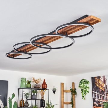 hofstein Deckenleuchte moderne Deckenlampe aus Metall/Holz/Kunststoff in Schwarz/Natur/Weiß, LED fest integriert, 3000 Kelvin, Leuchte im skandinavischen Design, 5100 Lumen, 3000 Kelvin