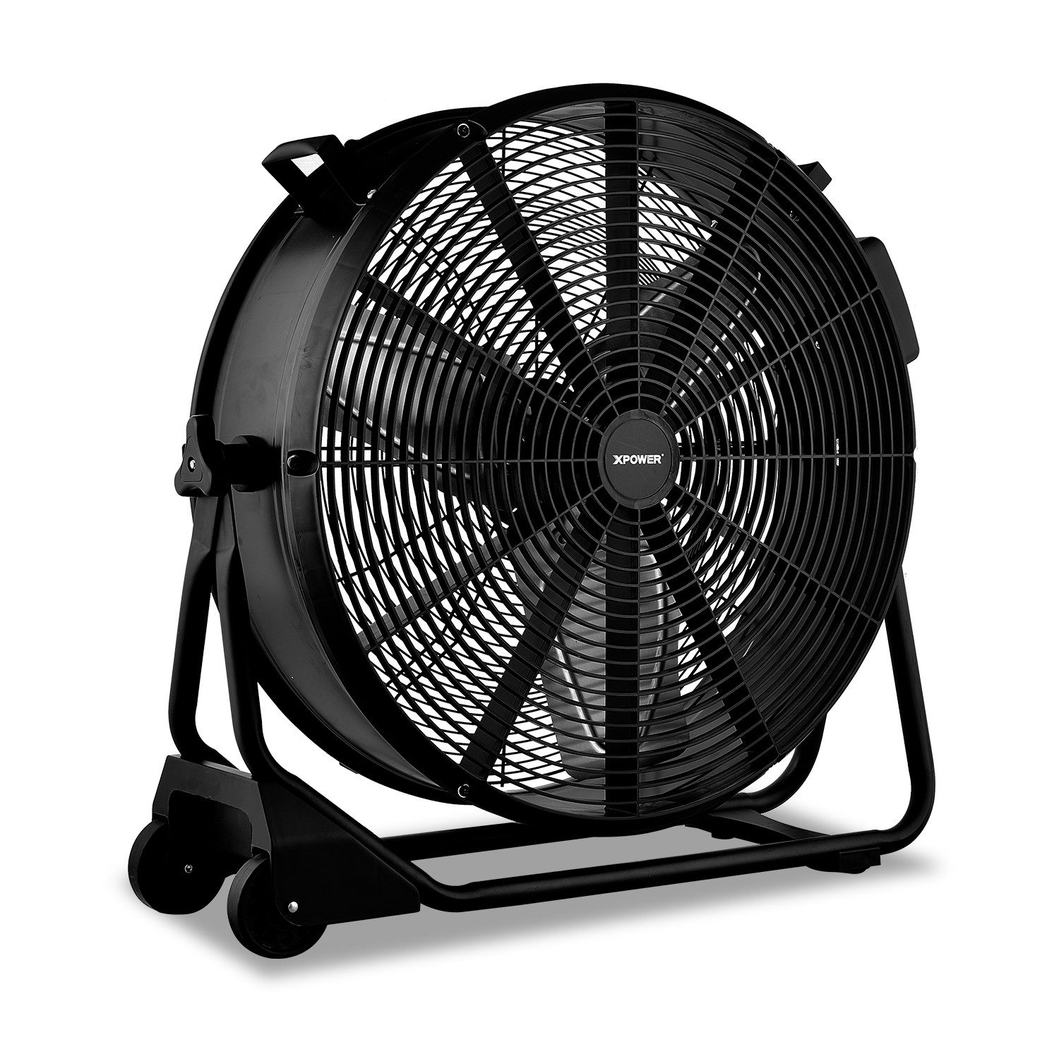 XPOWER Tischventilator FD-630D Große Hochgeschwindigkeit & Tragbarer Industrielüftungslüfter, 24", robustes Gestell, 2 Rollen, 2 Tragegriffe, 200 m³/min CFM