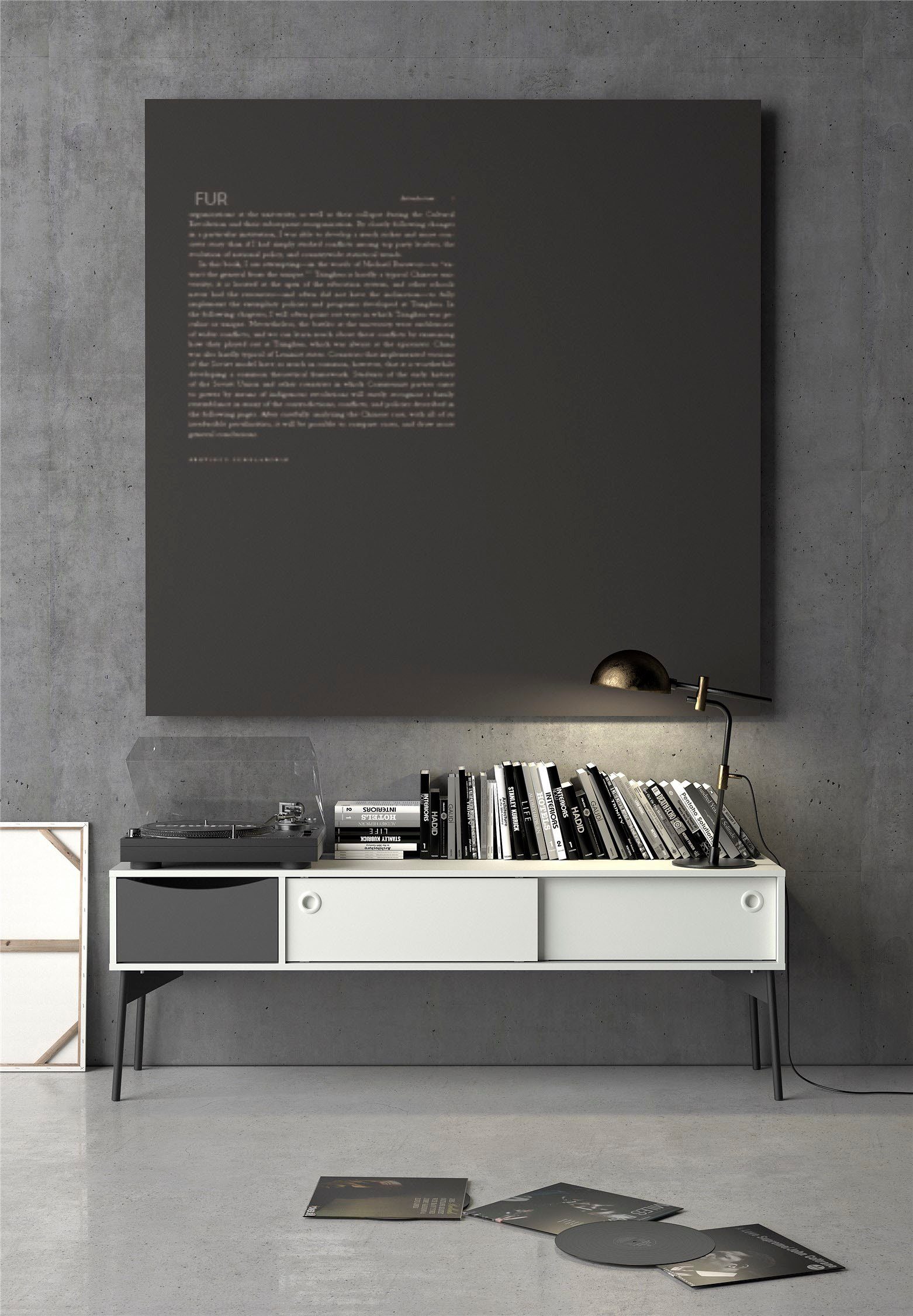 Schublade, | TV-Board 154,2 einer zwei Fur, Weiß affaire und mit Schiebetüren cm Home Breite Weiß