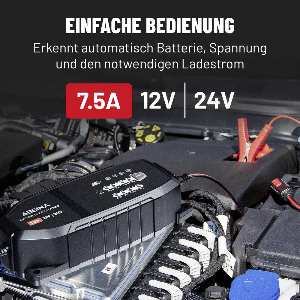 ABSINA Absina 301015 Automatikladegerät 12 V, 24 V 7.5 A Autobatterie-Ladegerät