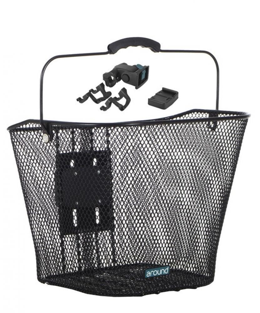Around Fahrradkorb Around Vorderradkorb Basic schwarz 32x23x26 cm mit Lenkerhalter engmas
