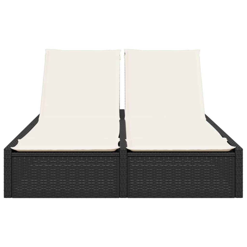 vidaXL Gartenliege Doppel-Sonnenliege mit Kissen Schwarz günstig online kaufen