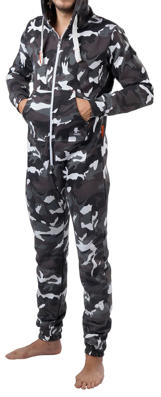 O'Poppy Jumpsuit Herren camo urban grey (1-tlg) mit Kapuze und Eingriffstaschen