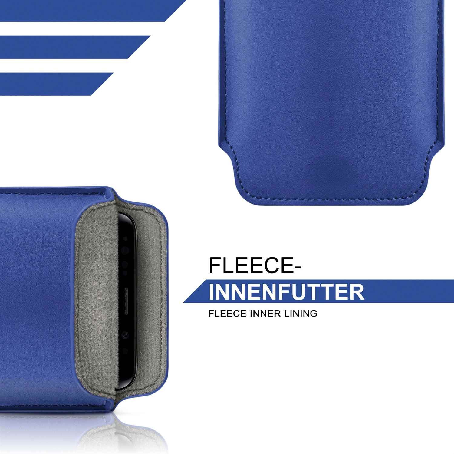 moex Handyhülle für Samsung Galaxy Xcover 4s Hülle Leder Optik Pull Case Blau 5 Zoll, Holster Handytasche Schutzhülle Sleeve Hülle Etui 360 Grad Schutz Dünn
