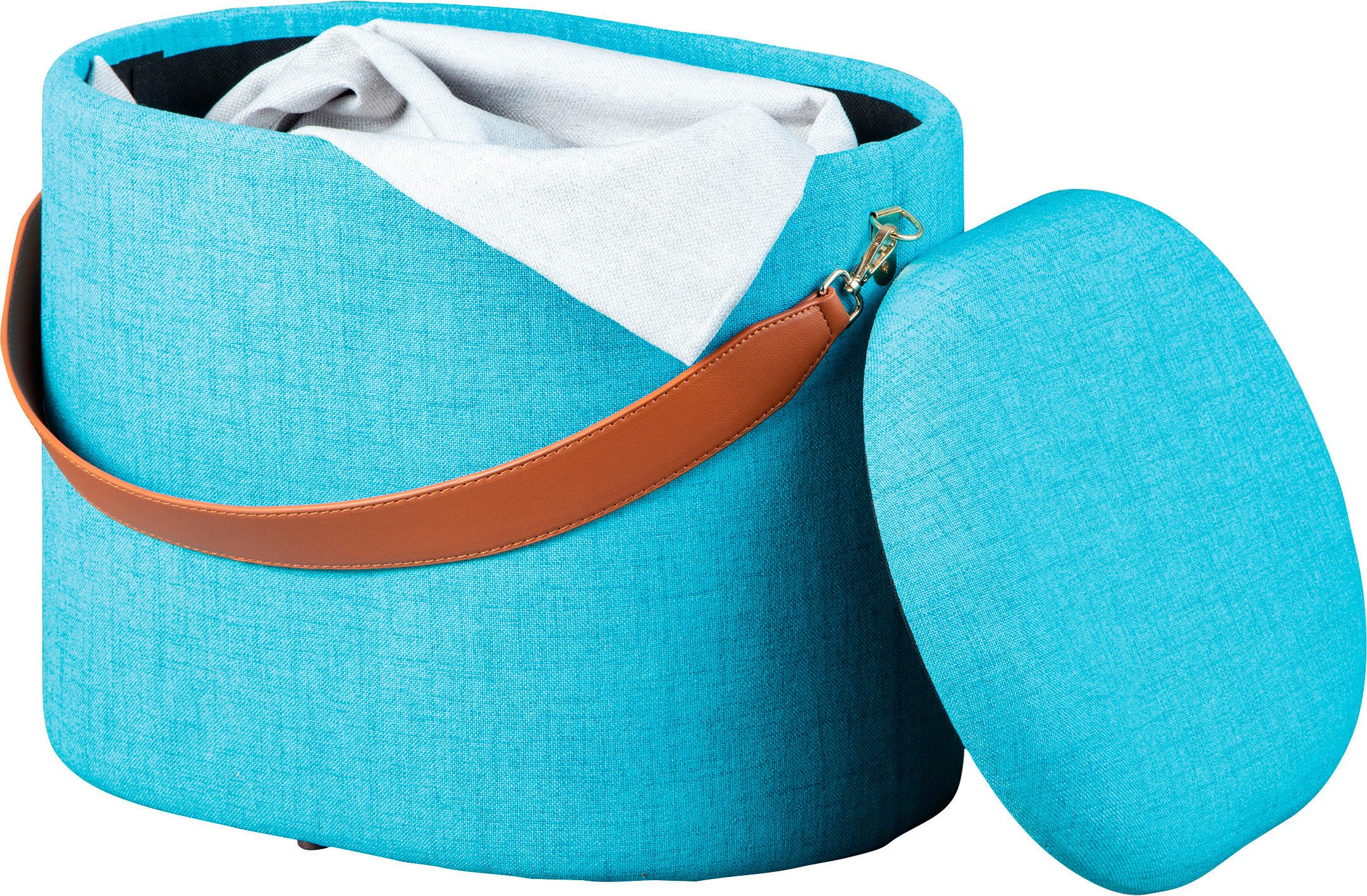 Inter Link Hocker Dilia Stauraumhocker, Sitzhocker, Pouf, moderne Trendfarben, Mit Stauraum & abnehmbarem Deckel, 100% Polyester, BxTxH: 42x30x36 cm