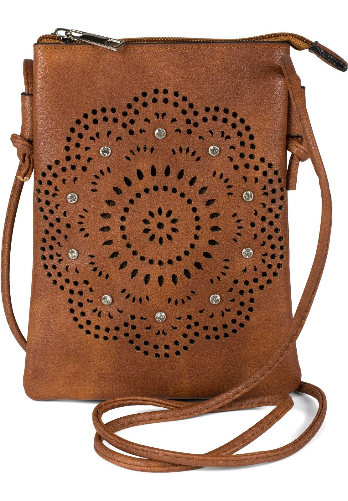 Mini Bag Mini Umhängetasche Blumen Cutout und Strass
