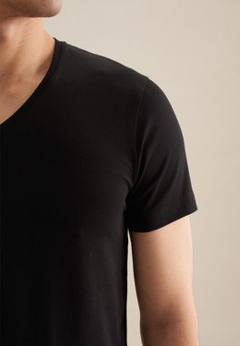 seidensticker T-Shirt Schwarze Rose Kurzarm V-Neck Uni