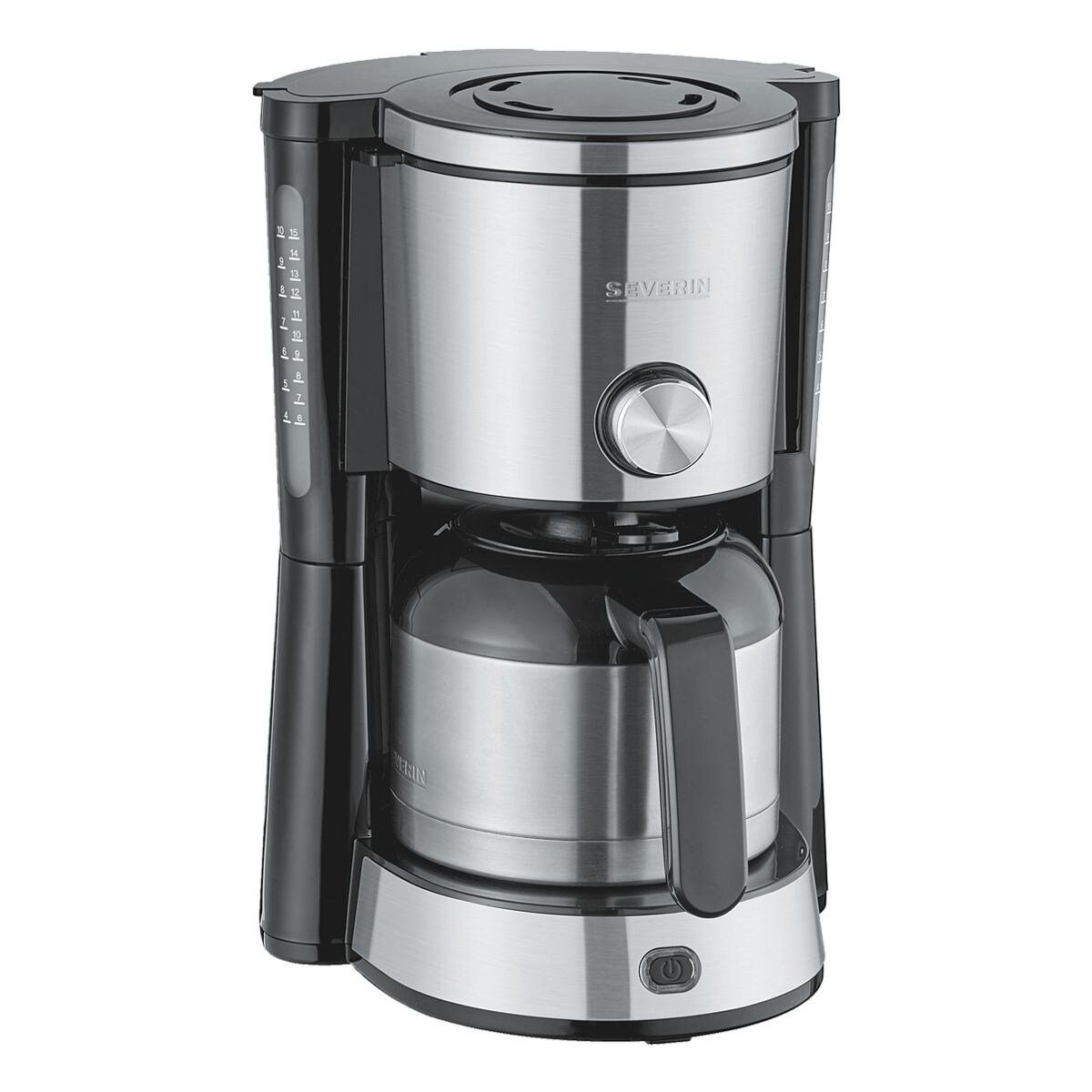 Severin Filterkaffeemaschine 1x4, 8 mit TypeSwitch Watt 4845, bis KA Kaffeekanne, 1000 Kaffeemaschine 1l Edelstahl-Thermokanne, Tassen