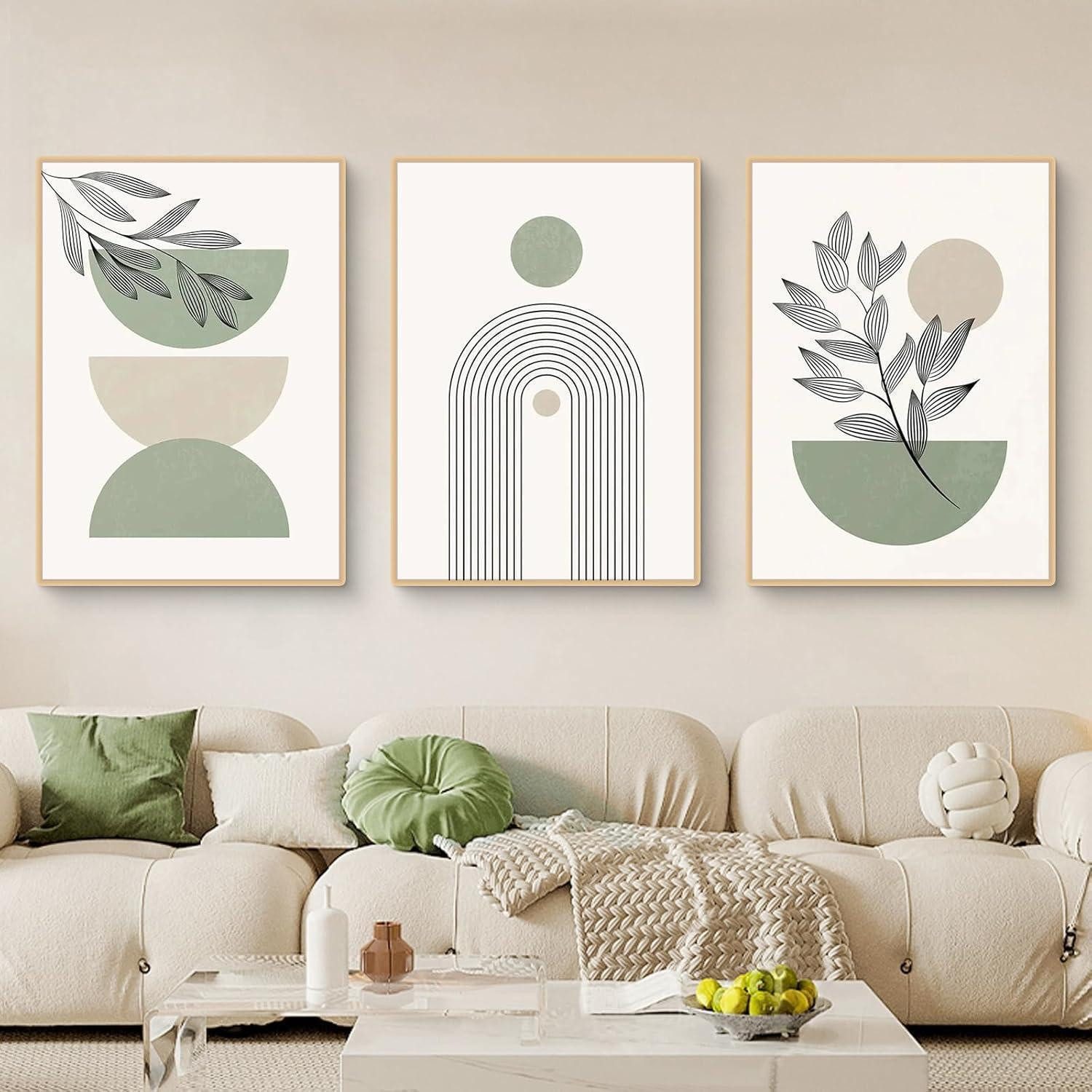 LuxusKollektion Poster Leinwand 3er Set Pflanzen Geometrie Wanddeko 50x70cm E 50x70cm, (1 St)