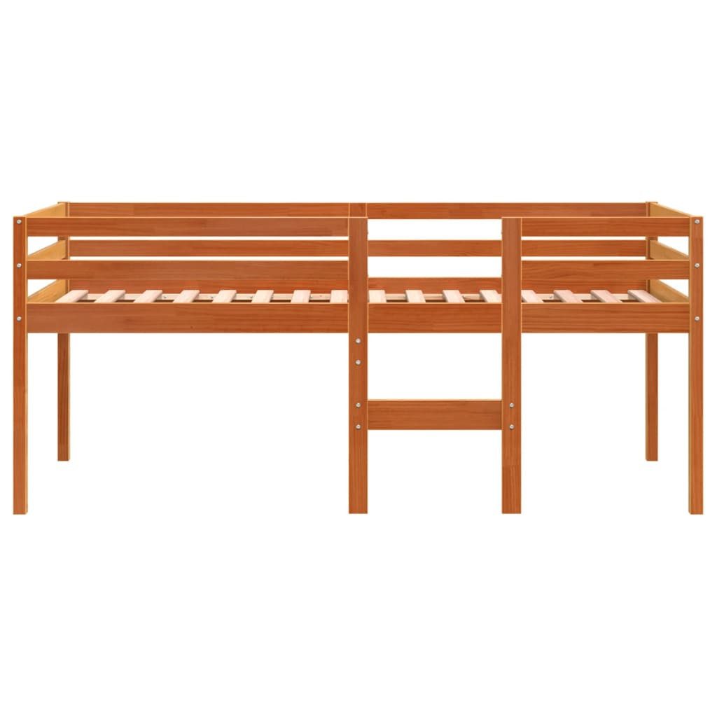 vidaXL Bett Hochbett Wachsbraun 90x200 cm Massivholz Kiefer