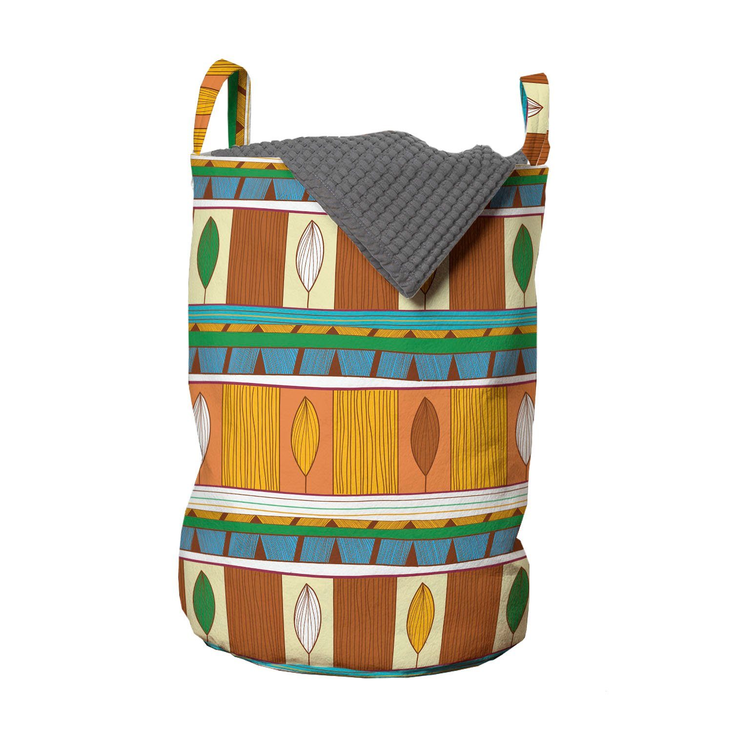 Abakuhaus Wäschesäckchen Wäschekorb mit Griffen Kordelzugverschluss für Waschsalons, Stammes Einheimische und Motif | Wäschesäcke