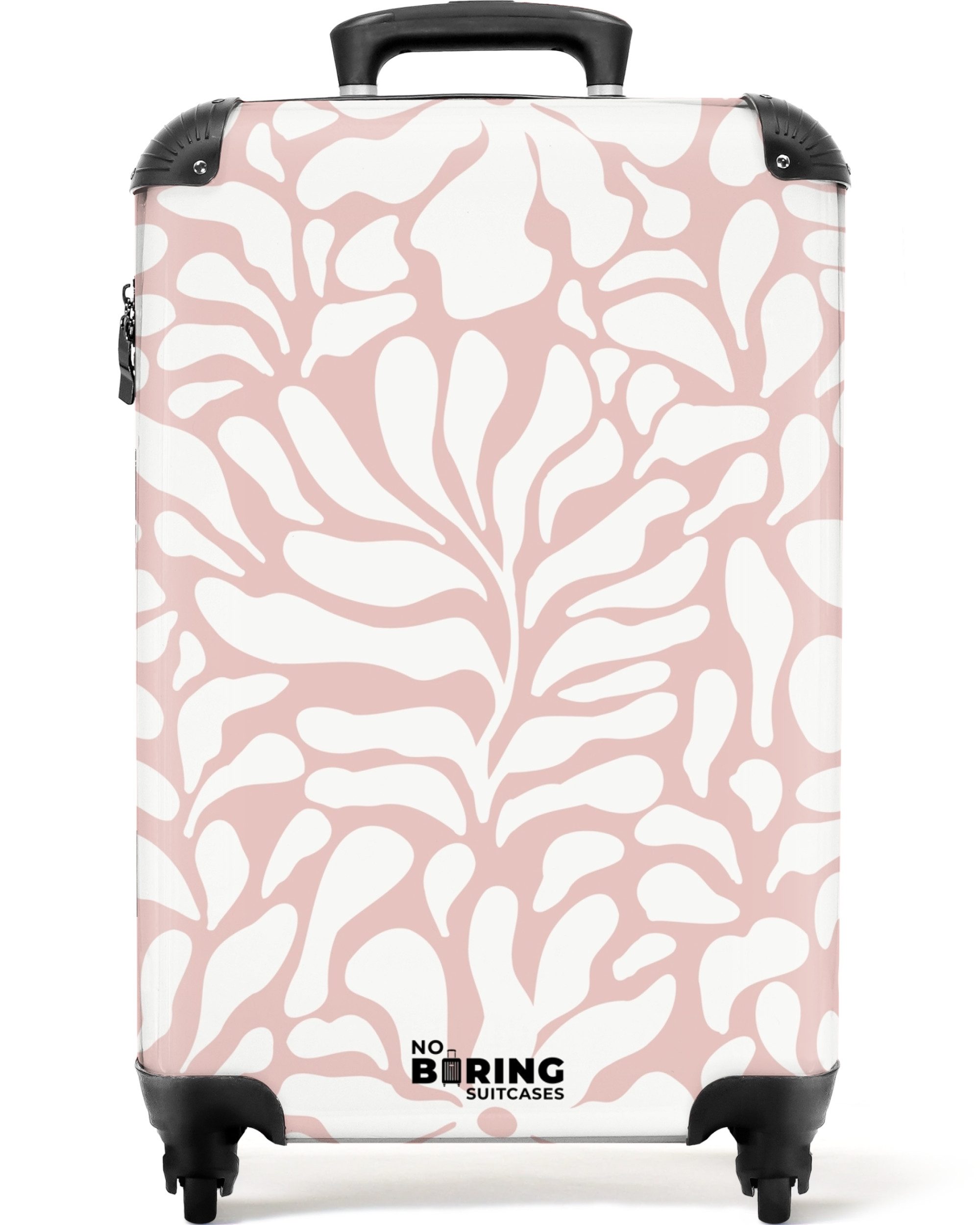 NoBoringSuitcases.com© Hartschalen-Trolley Rosa mit weißen Blüten günstig online kaufen
