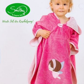 Smithy Badeponcho Baby Kind mit Fee, pink, Baumwoll-Mischung, Druckknopf am Armloch