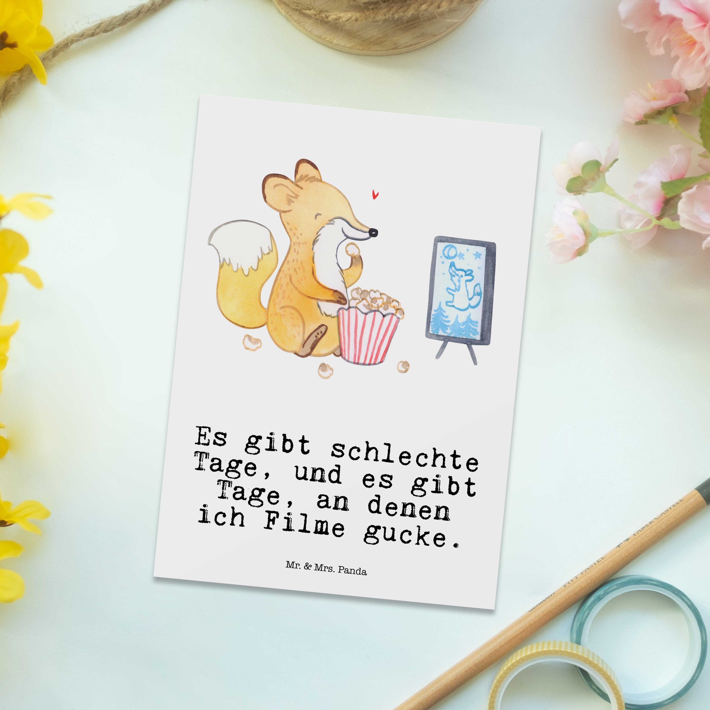 Mr. & gucken Mrs. - Geburtstagskarte, Panda Fuchs Tage Weiß - Filme Postkarte Geschenk Geschenk