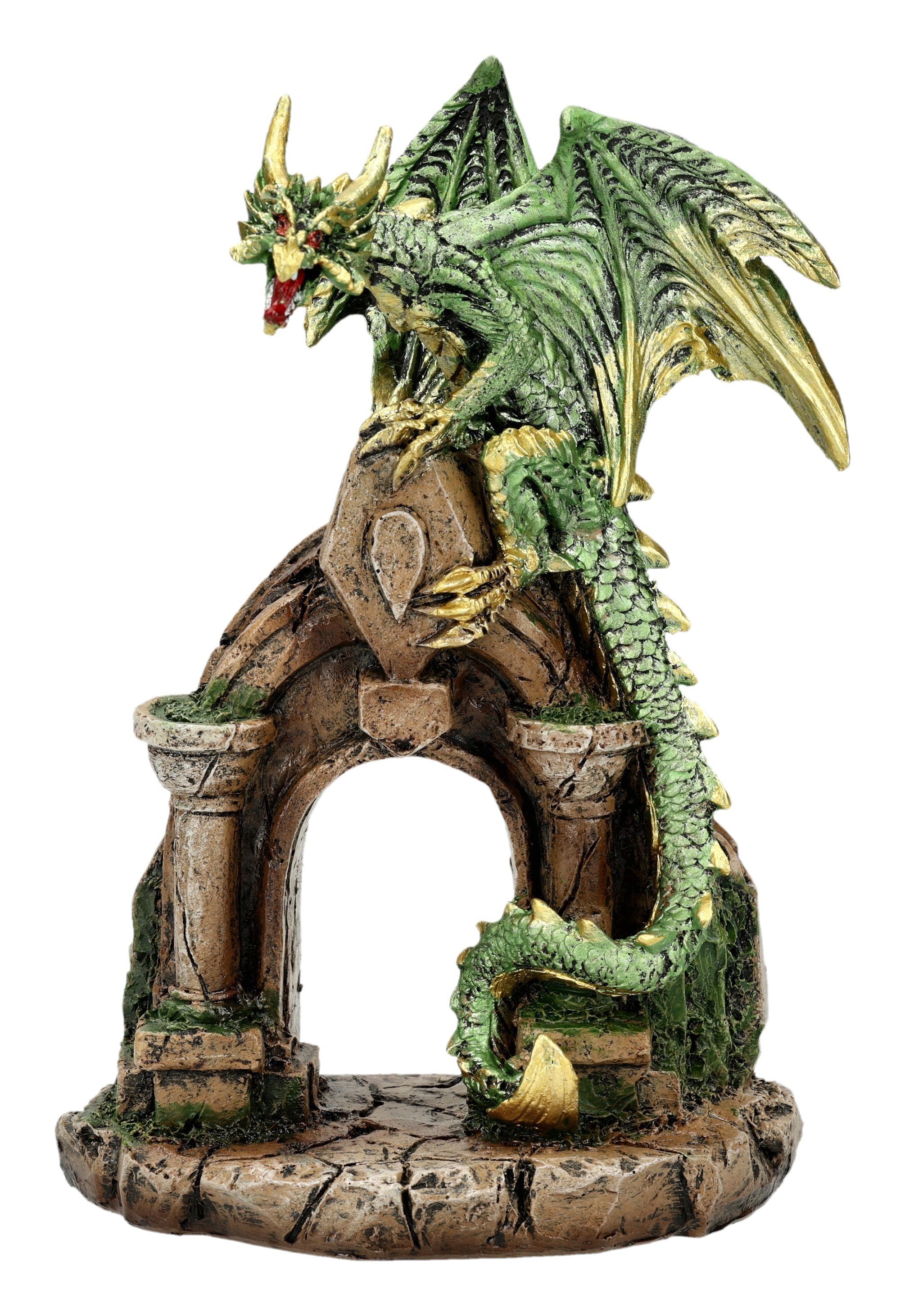 Figuren Shop GmbH Fantasy-Figur Drachen Figur – Burgtor Statue Fantasy Sammlerfigur 17.5 cm Dekofigur