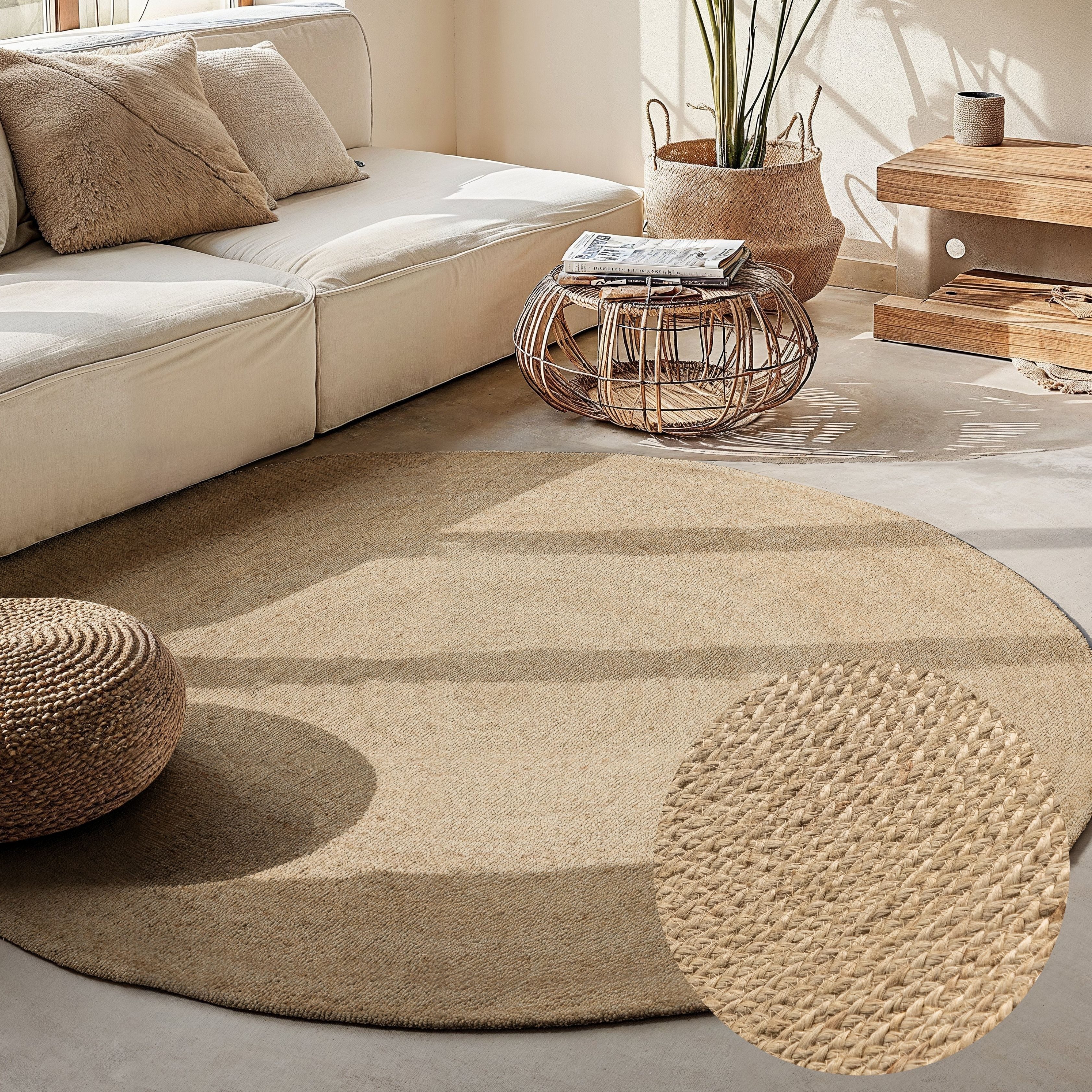 HANSE Home Teppich Rangpur Juteteppich, rund, Höhe: 10 mm, Handgewebt, 100% Jute, Natur, Wohnzimmer, Flur, Boho, Skandi