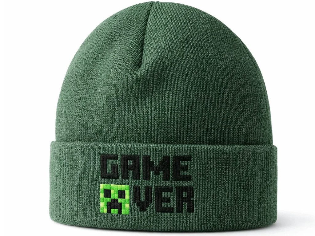 Minecraft Strickmütze Minecraft Wintermütze Mütze Beanie in dunkelgrün Gr. 54