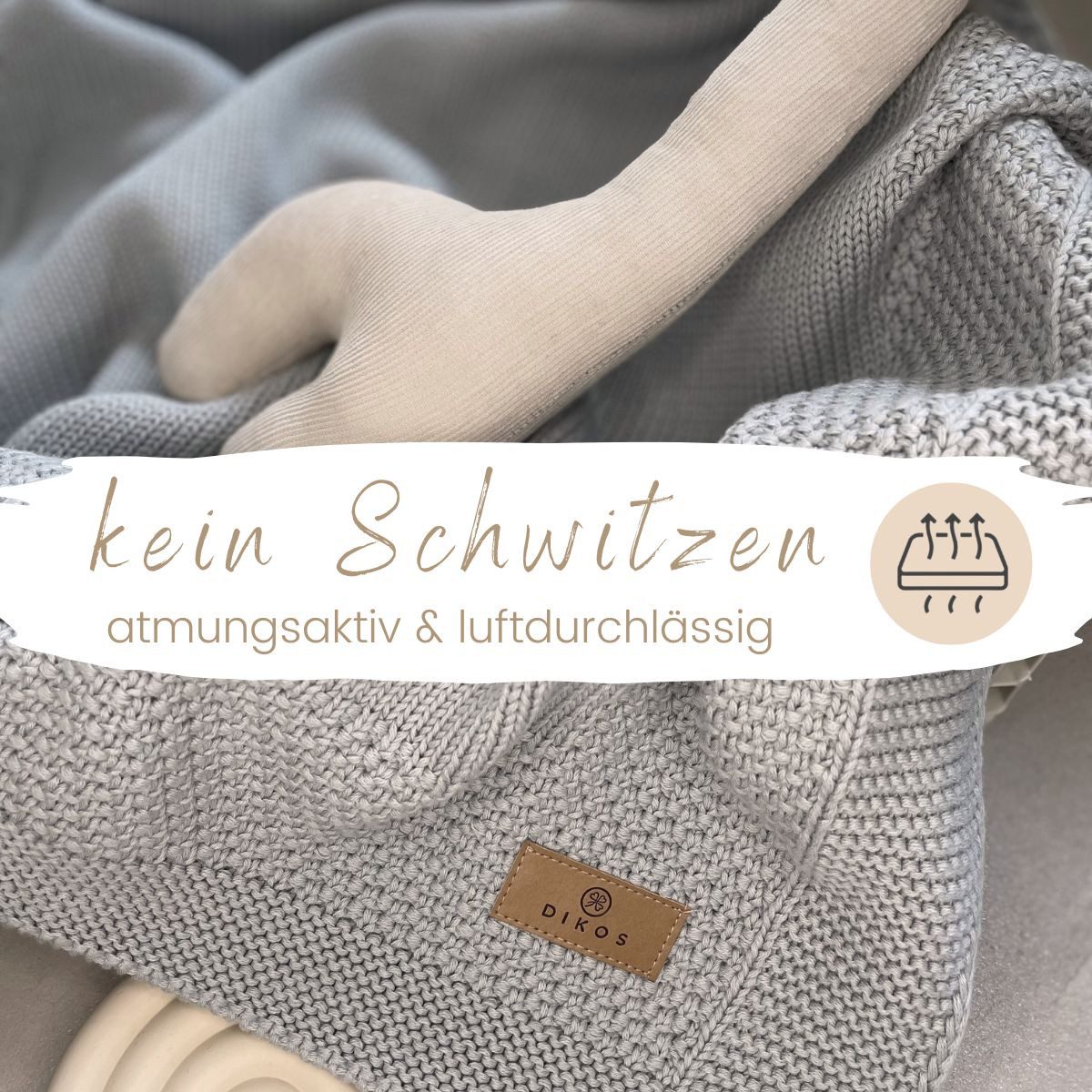 Babydecke DIKOS® Kuscheldecke Bordüre *100%* Bio Baumwolle, Geschenk zur Geburt, DIKOS, Strickdecke 75×100, Baby Erstausstattung Neugeborene, Babygeschenk – Bild 4 von 5