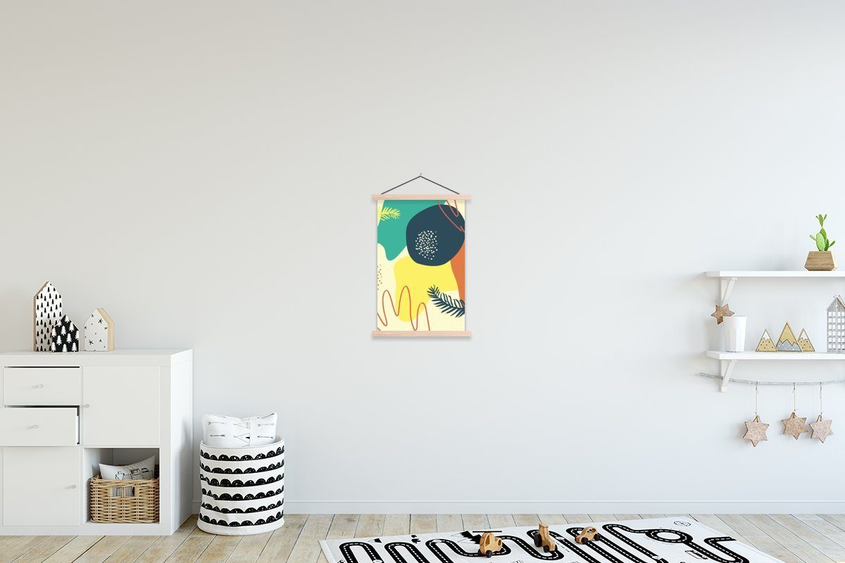 Abstrakt Textilposter Wohnzimmer, Magnetisch (1 - für Sommer Poster MuchoWow St), - Posterleiste, Bilderleiste, Farben,