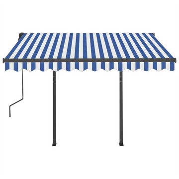 DOTMALL Sonnensegel Manual Retractable Awning with LED 3x2,5 m Blue and White