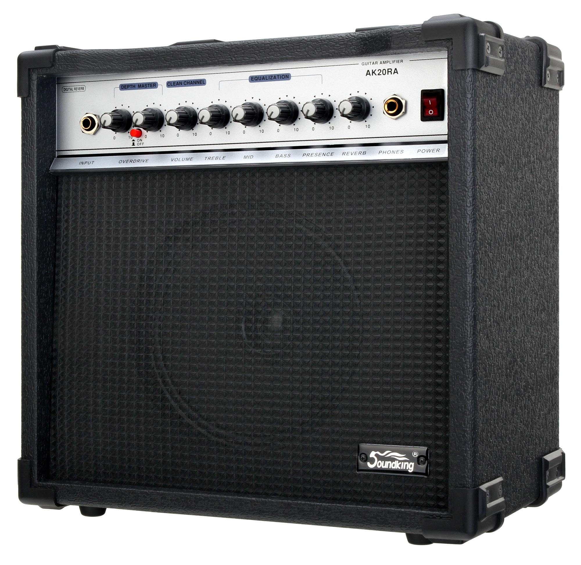 Soundking AK20-RA Gitarrenverstärker Verstärker (Anzahl Kanäle: 2 (Clean und Overdrive), 60 W, Gitarrencombo - 4-Band EQ - Eingebauter, digitaler Reverb/Delay-Effekt)