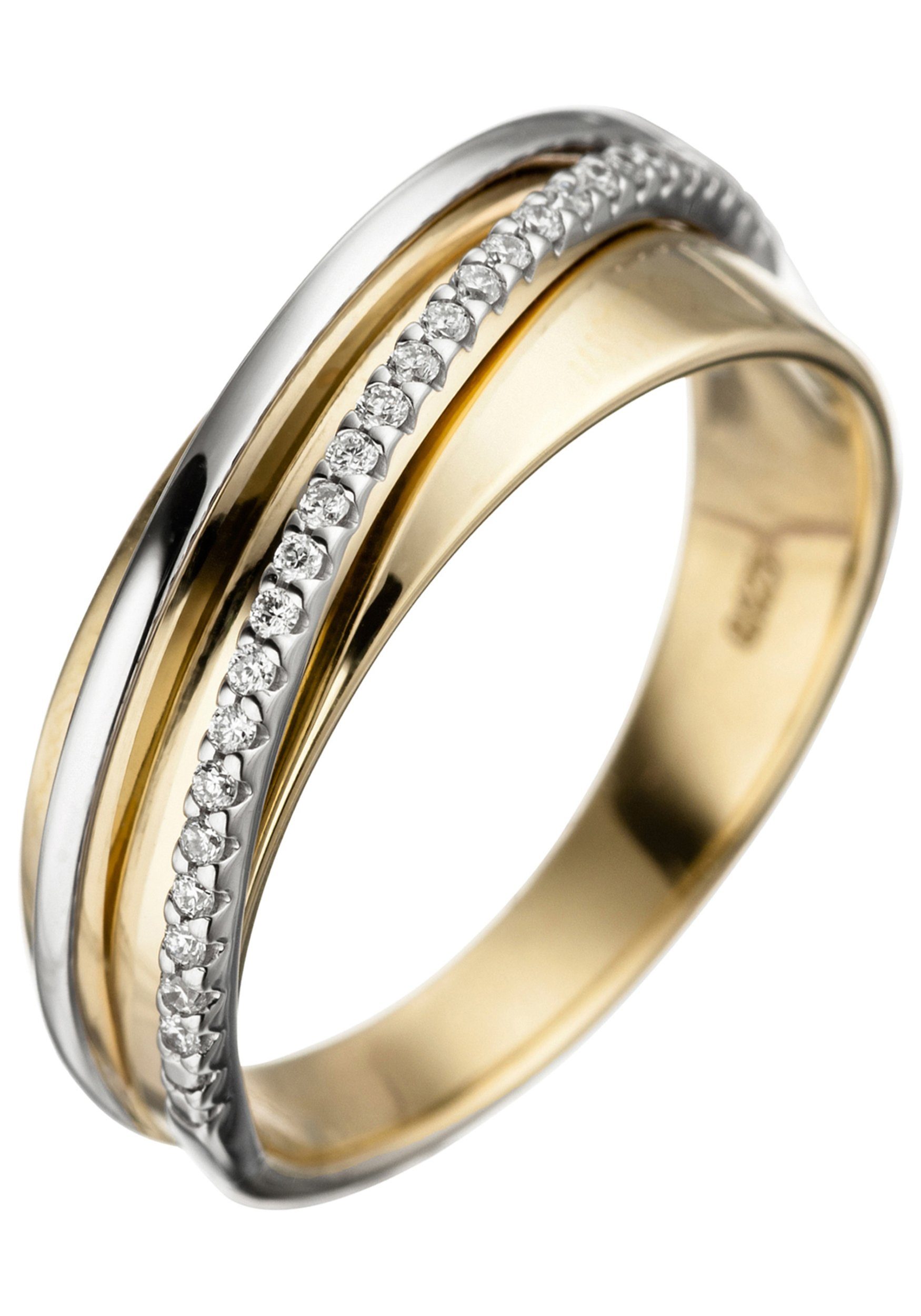 JOBO Diamantring, 585 Gold bicolor mit 2...