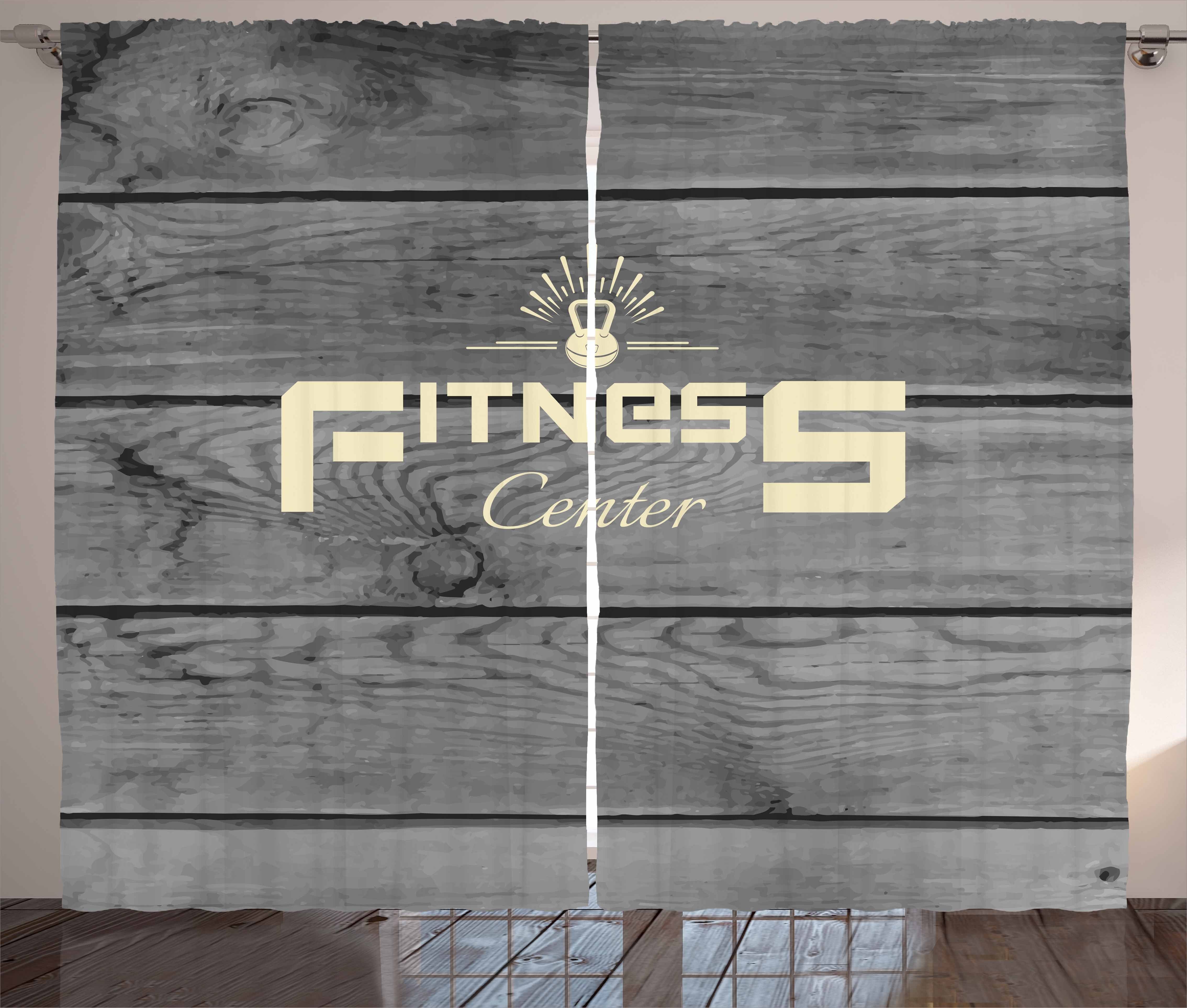 Gardine Schlafzimmer Kräuselband Vorhang mit Schlaufen und Haken, Abakuhaus, Fitness Club Wood Planks