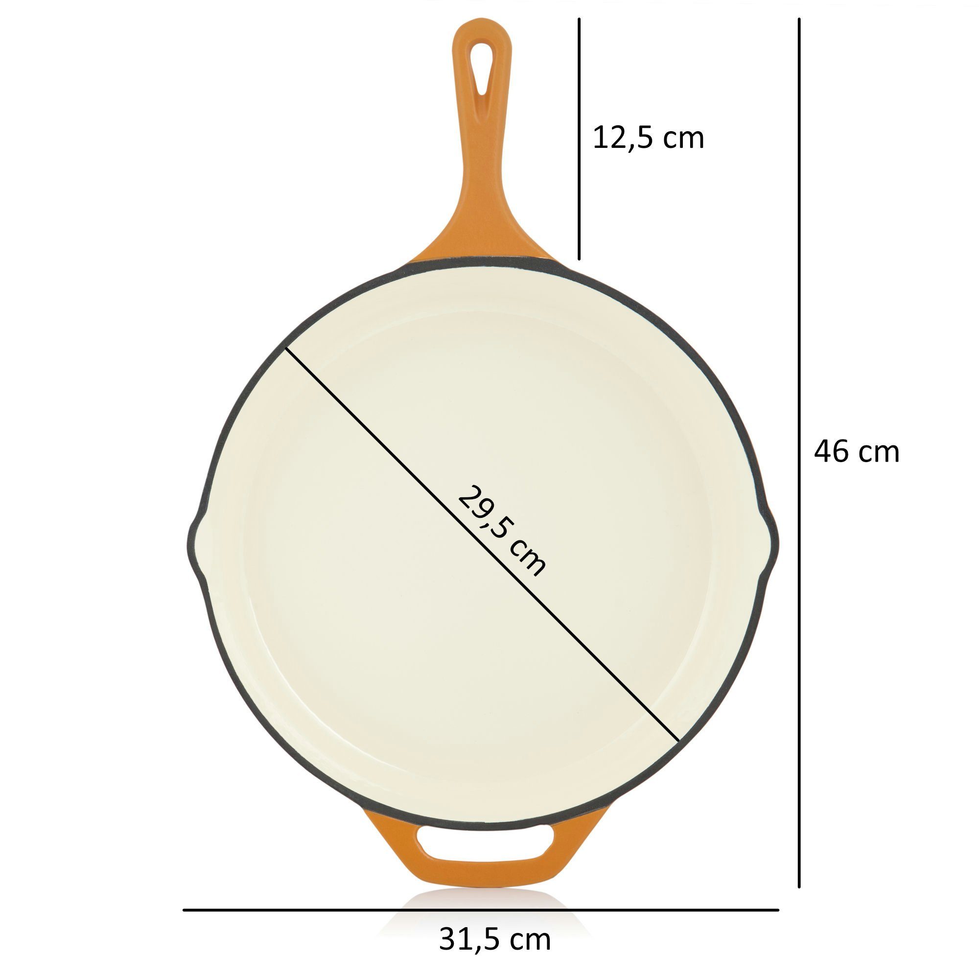 Mahlzeit Pfannen-Set 3-tlg. Pfannenset, Ø 29cm, tlg. (Set, Orange, Gusseisen Sunny Ø 3 24cm, Ø Pfannenset) 29,5cm