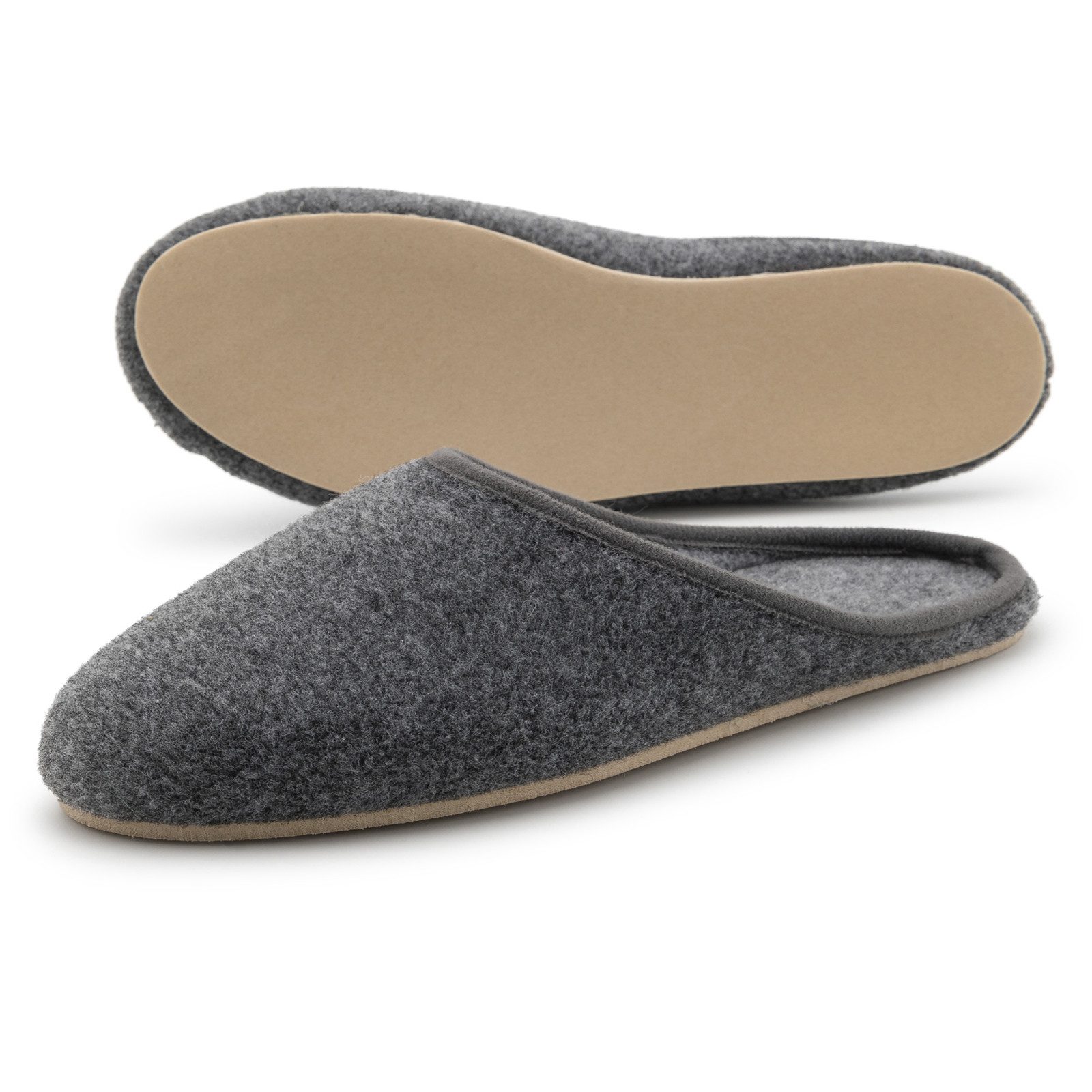 Pantoffelmann Leichte Pantoffel Herren Damen Filzpantoffeln Filz Hauschuh Gummisohle Pantoffel (1 Paar) Filzpantoffeln, Gästepantoffel besonders leicht