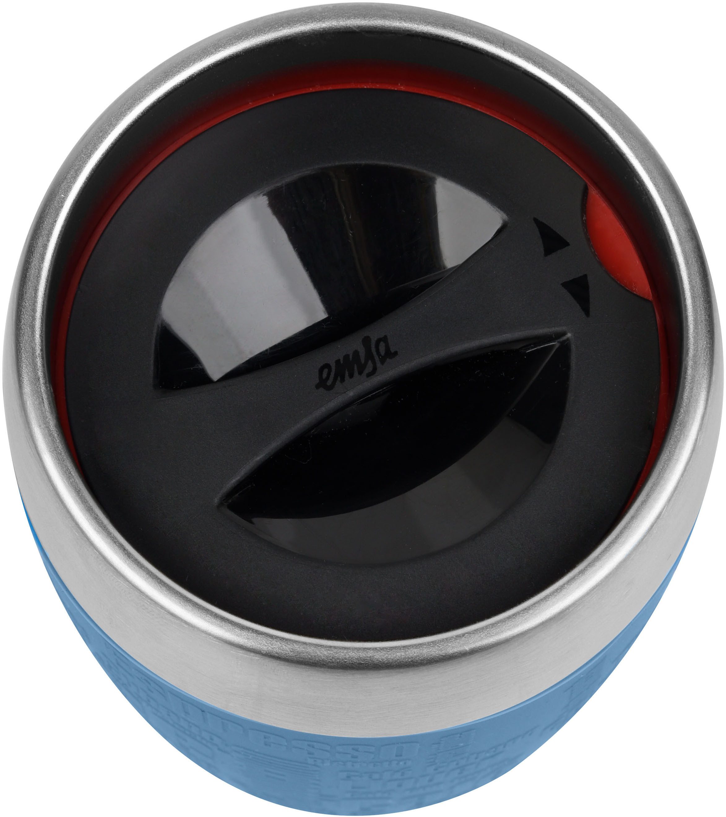 Emsa Thermobecher Travel Cup, 1-tlg., Edelstahl, Silikon, 0,2 Liter, Edelstahl, Trink- und Eisbecher, gummierte Manschette
