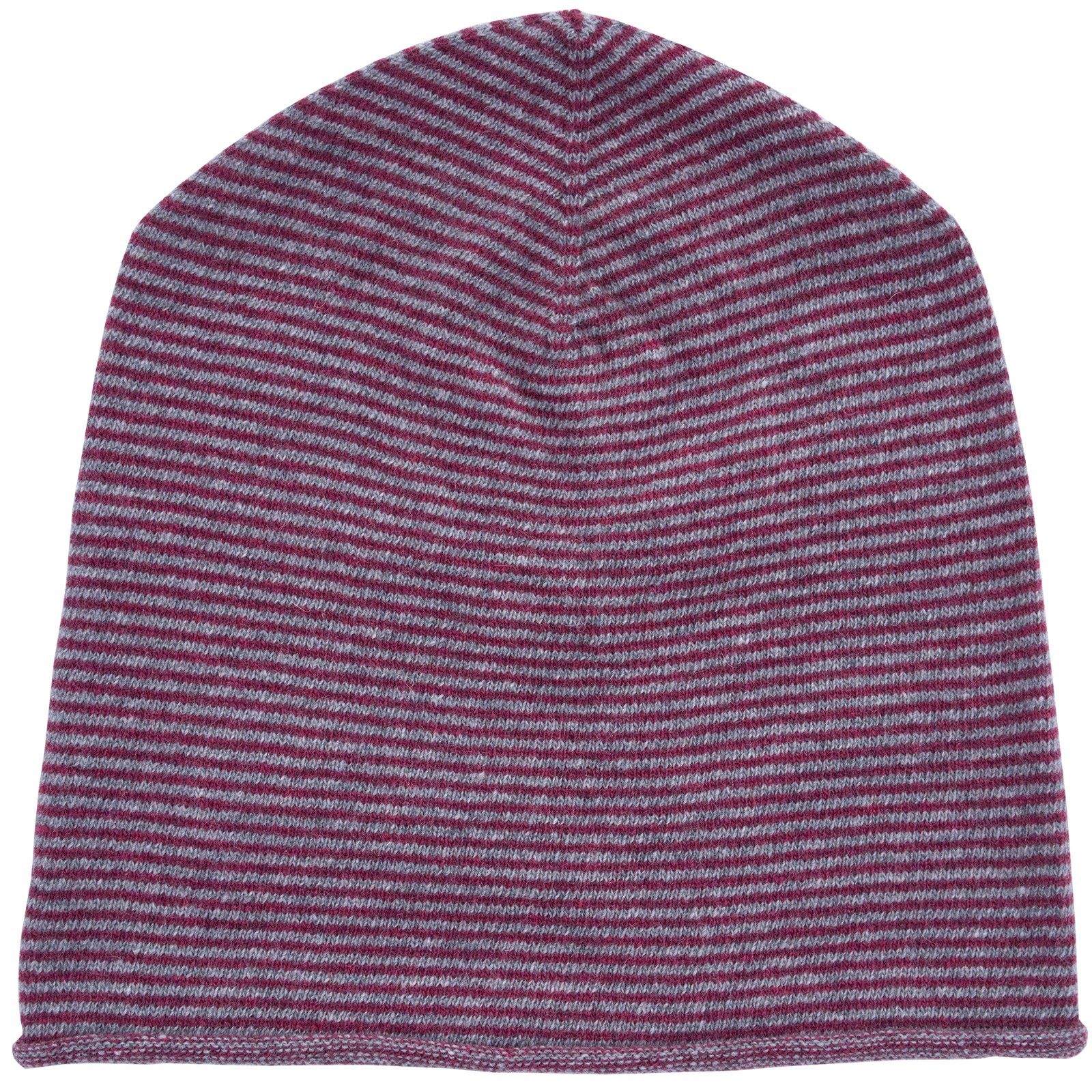 Really Nice Unisex Curl % Stripes 100 Cashmere Mütze Kaschmir Beanie Beanie violett/grau Strickmütze