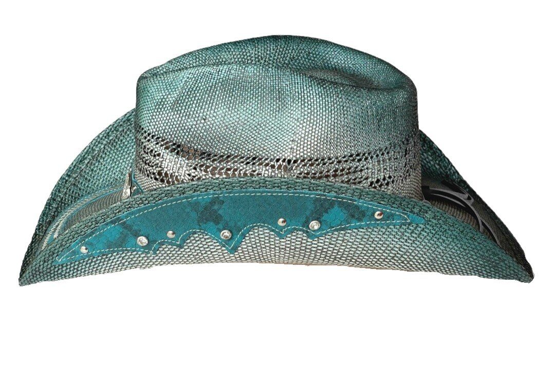 Westernlifestyle Strohhut Grüner Cowboyhut Westernhut mit günstig online kaufen