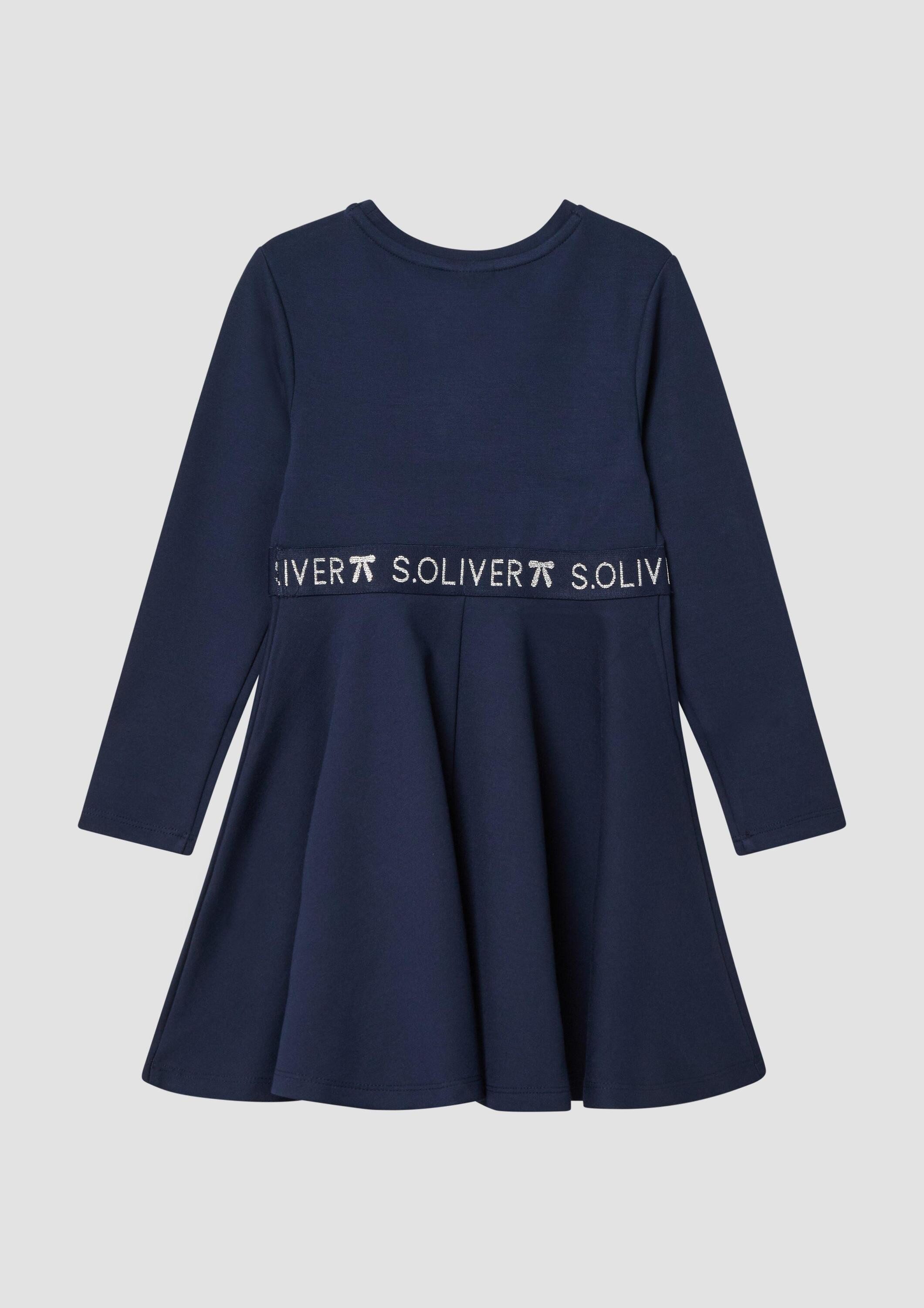 s.Oliver Midikleid Kleid Kurzes Interlock-Kleid mit Logo-Glitzer-Tape