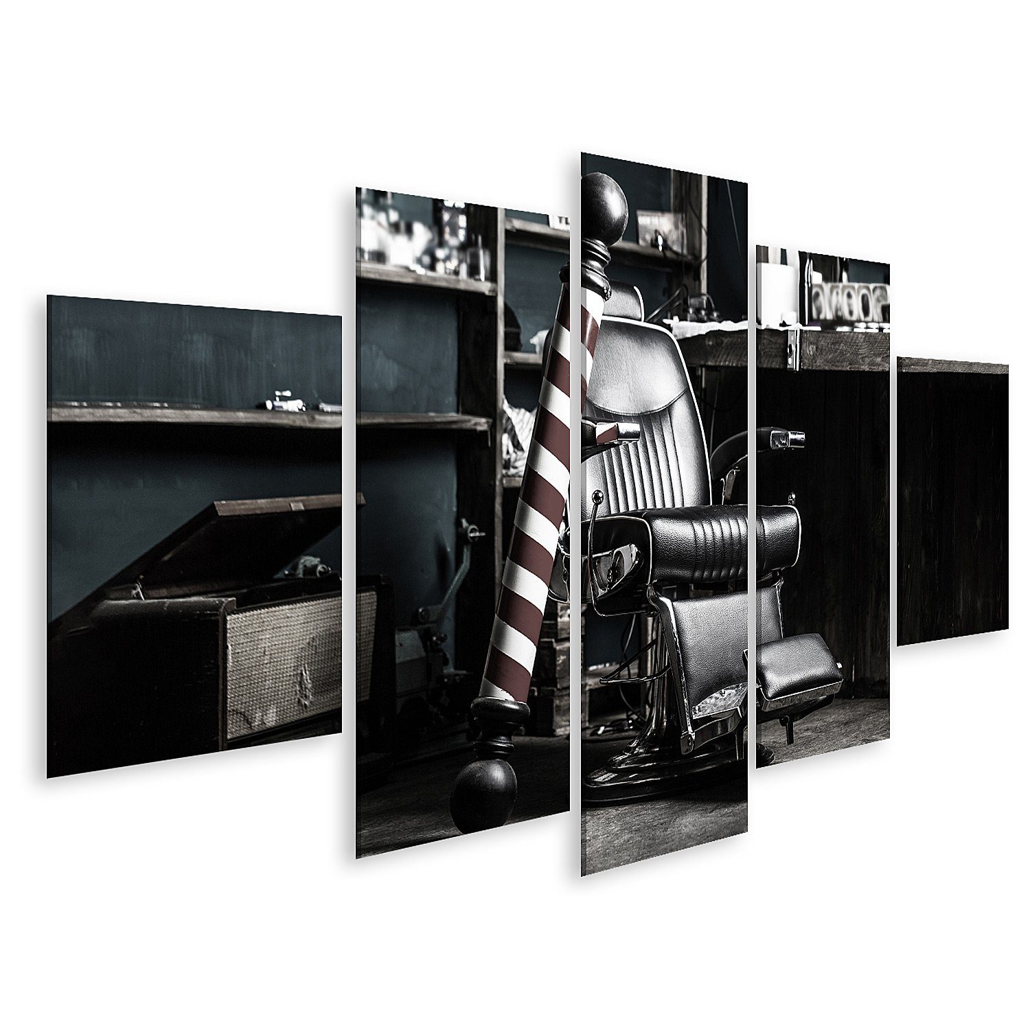 Leinwandbild Bild auf Leinwand Logo Barbershop Symbol Stylish Vintage Barber Chair