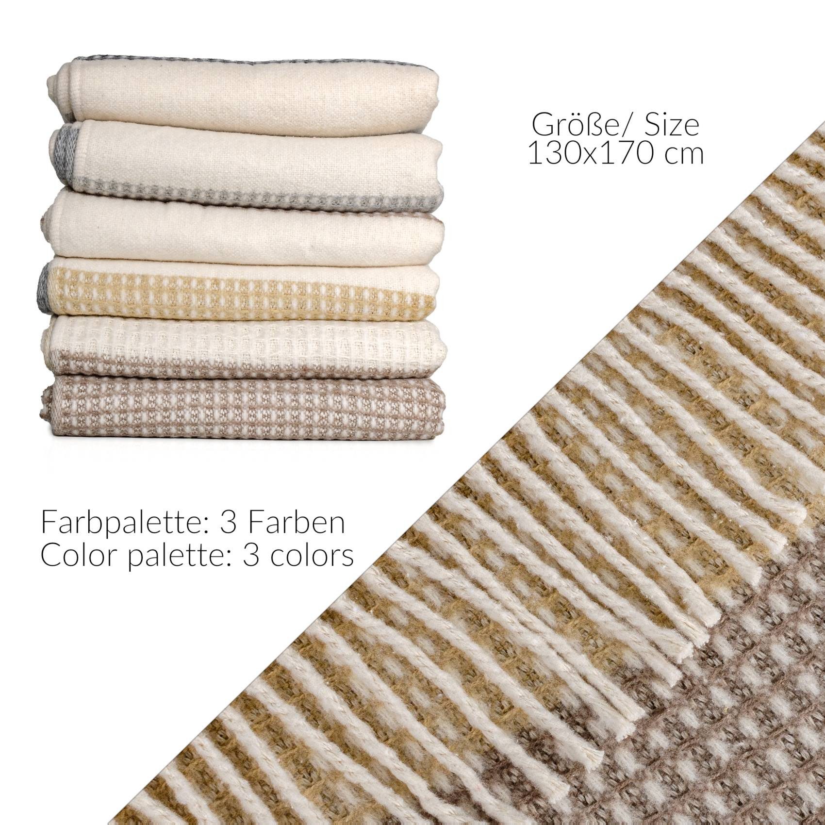Plaid Beatriz feine Kuscheldecke Reisedecke Tagesdecke Wohndecke, ANRO, Wendedecke kuschelig-weich 130x160cm Kastanie