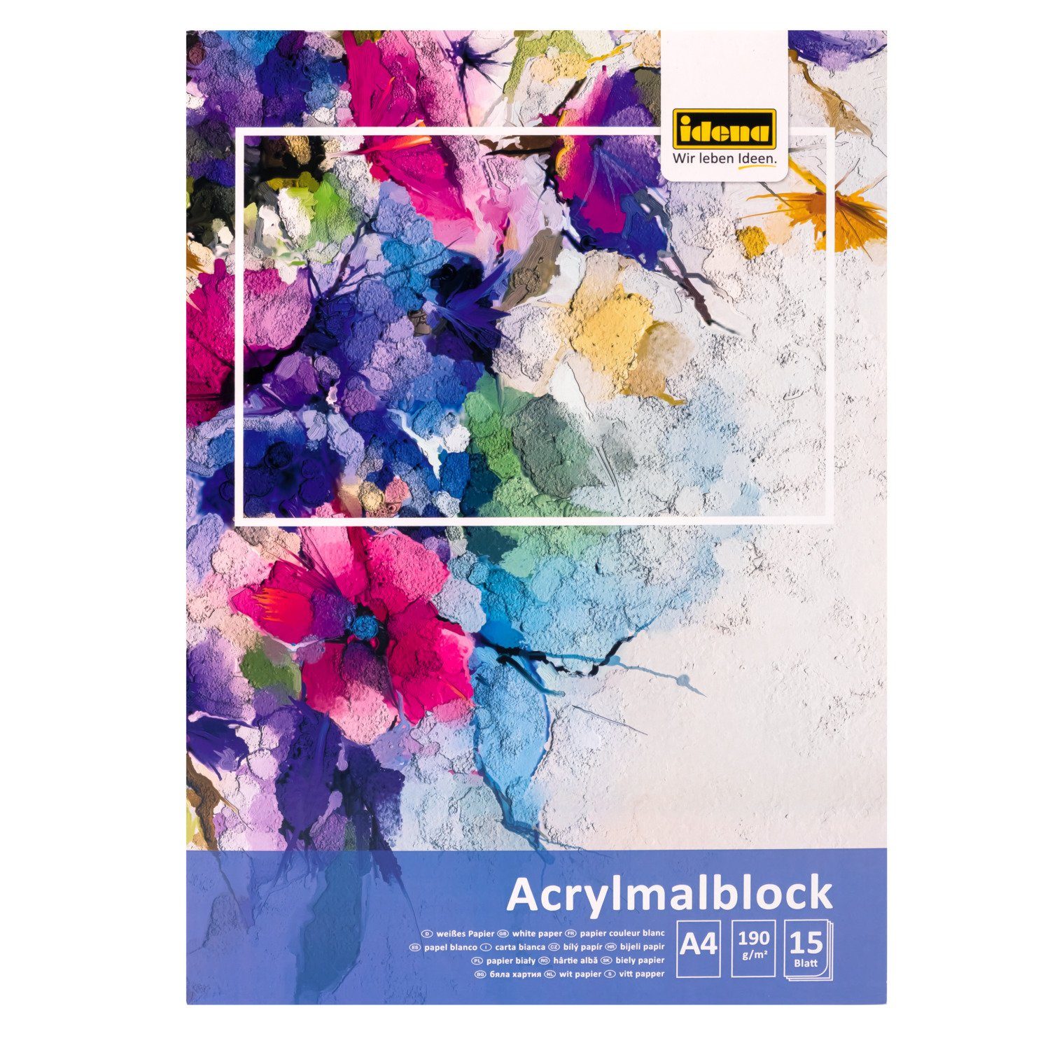 Idena Malblock Idena 68163 - Acrylmalblock A4 mit 15 Blatt weißem, fein strukturierte