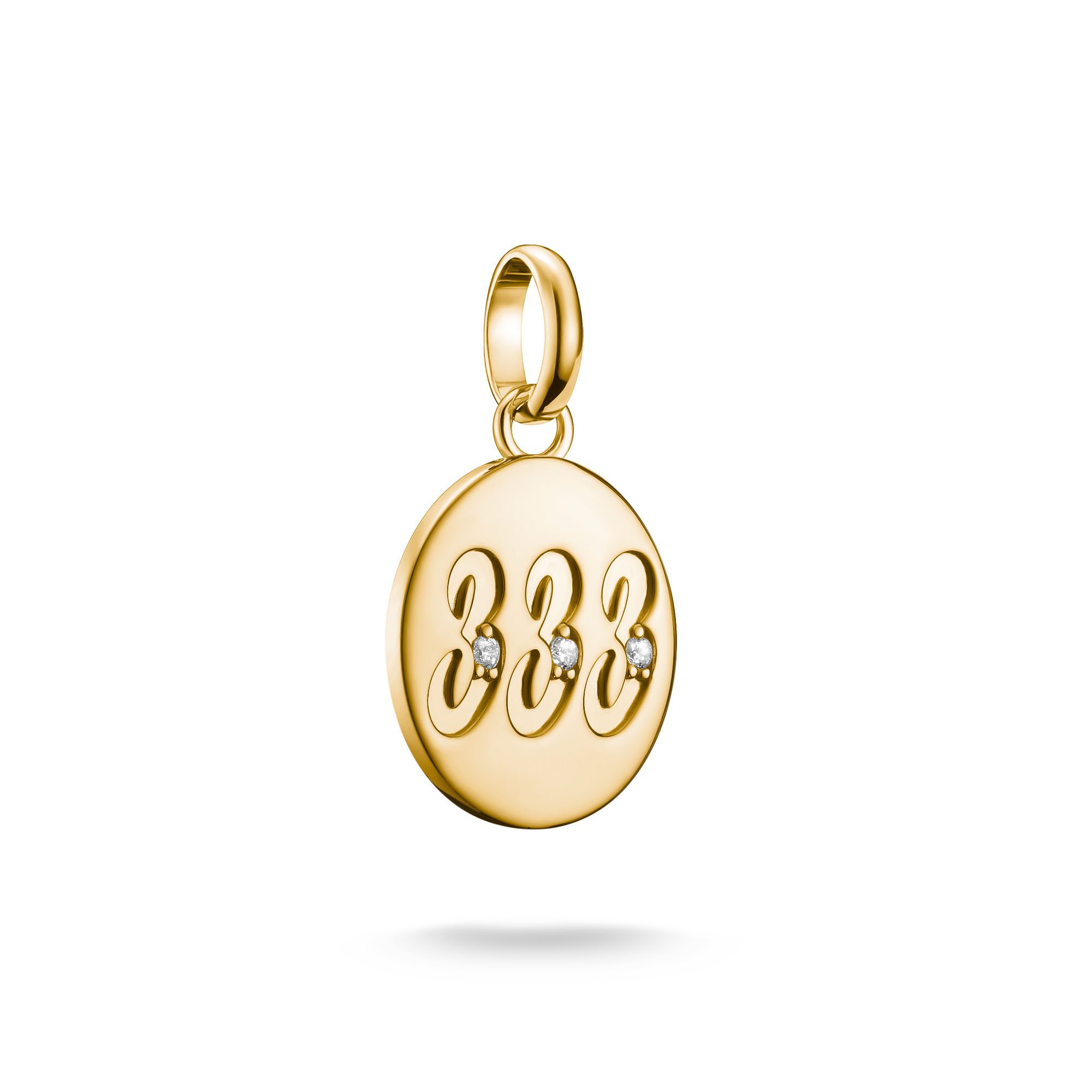 THOMAS SABO Charm-Einhänger Charm Angel Number 333 vergoldet - Connect, CC1250-414-14, mit Zirkonia (synth)
