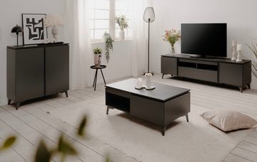 Finori Kommode Visby (Sideboard in grau, 2-türig, 88 x 92 cm), mit Schiefer