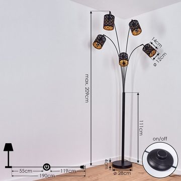 hofstein Stehlampe »Ronzone« moderne Stehlampe aus Metall/Stoff in Schwarz/Goldfarben, ohne Leuchtmittel, verstellbaren Strahlern, Lichteffekt, Fußschalter, Höhe 209cm, 5x E14