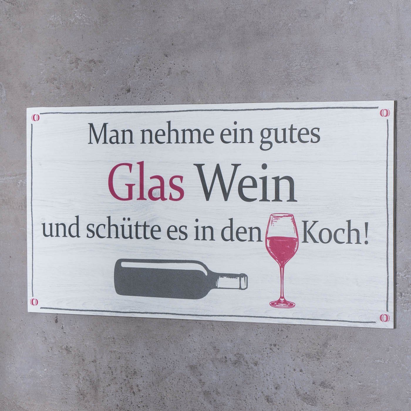 Levandeo® Wandbild, Wandbild 40x20cm Wein Spruch günstig online kaufen
